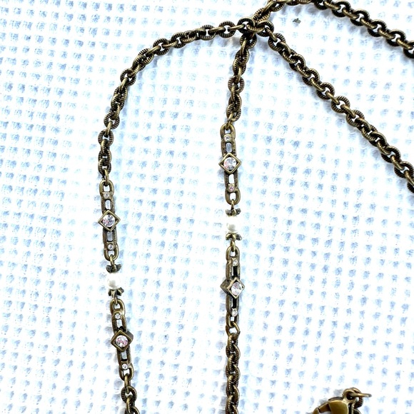 Sweet Romance Lace Cross Pendant Necklace Crystal & Seed Pearls NWOT - Picture 9 of 11